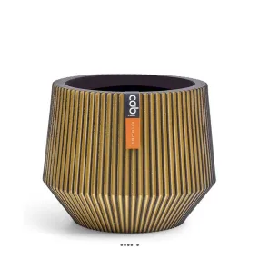 Superbe pot groove doré forme géométrique en plastique h27xd 33cm